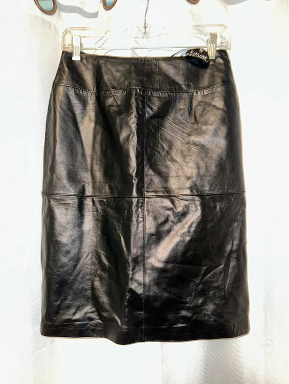 VTG Jaclyn Smith 90s Y2K Black Lambskin S Leather Skirt NWT